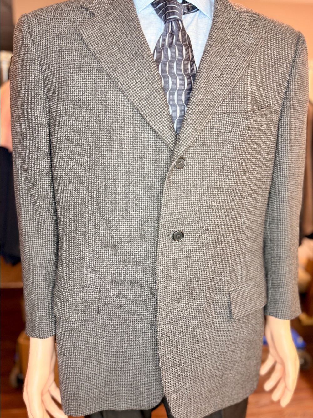 Canali Men's Gray Microcheck Sport Coat - Picture 2 of 9